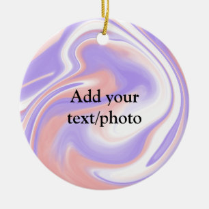 Simple acrylic pour marble add your text name cust ceramic ornament