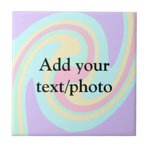 Simple acrylic pour marble add your text name cust ceramic tile