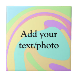Simple acrylic pour marble add your text name cust ceramic tile