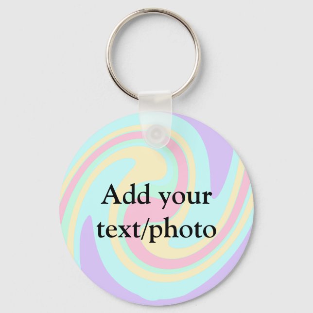 Simple acrylic pour marble add your text name cust key ring (Front)