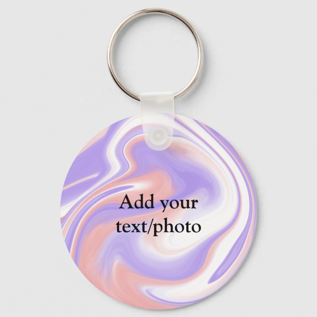 Simple acrylic pour marble add your text name cust key ring (Front)