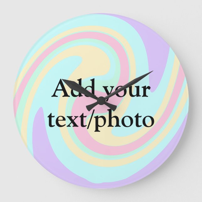 Simple acrylic pour marble add your text name cust large clock (Front)