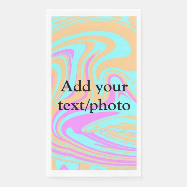 Simple acrylic pour marble add your text name cust napkin (Front)