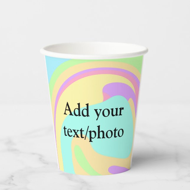 Simple acrylic pour marble add your text name cust paper cups (Front)