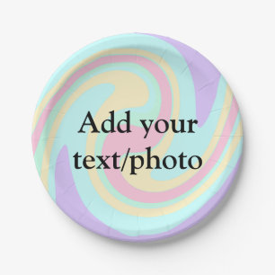 Simple acrylic pour marble add your text name cust paper plate