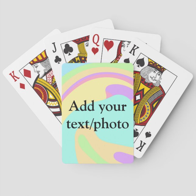 Simple acrylic pour marble add your text name cust playing cards (Back)