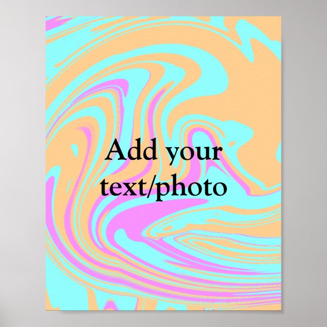 Simple acrylic pour marble add your text name cust poster (Front)