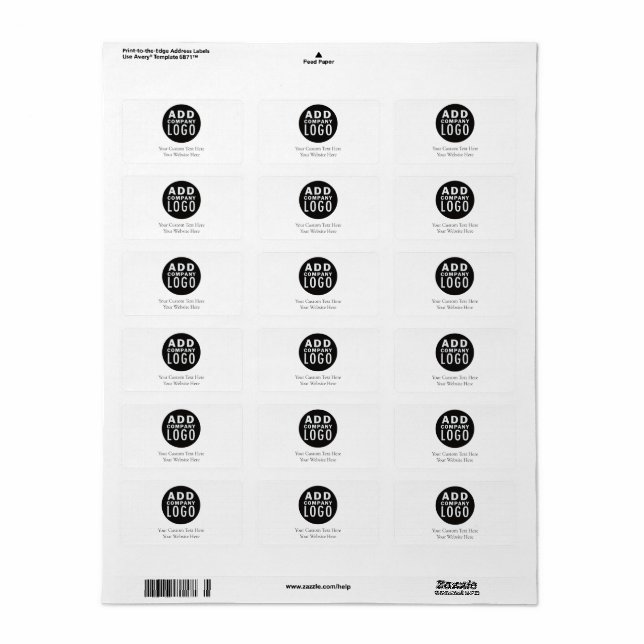 simple add your own logo | custom text  label (Full Sheet)