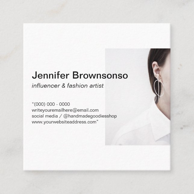 Simple Add your Photo Minimal Square Business Card (Front)