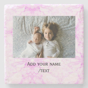 simple add your photo text colourful marble custom stone coaster