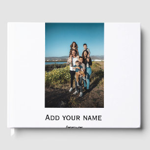 simple add your photo text family holiday kids par guest book