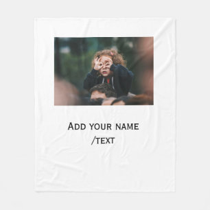 simple add your photo text kids funny holidays fam fleece blanket