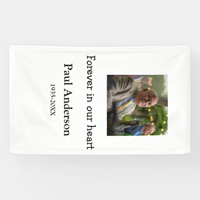 simple Add your photo text memorial keepsake Banner (Horizontal)