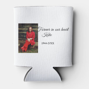 simple Add your photo text memorial keepsake Can Cooler