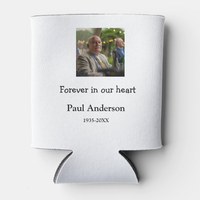 simple Add your photo text memorial keepsake Can Cooler (Front)