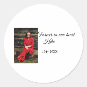 simple Add your photo text memorial keepsake Classic Round Sticker