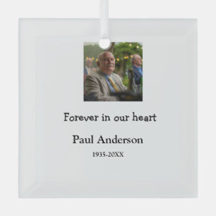 simple Add your photo text memorial keepsake Glass Tree Decoration