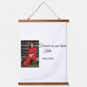 simple Add your photo text memorial keepsake Hanging Tapestry