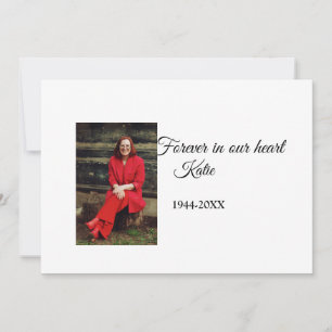 simple Add your photo text memorial keepsake Invitation