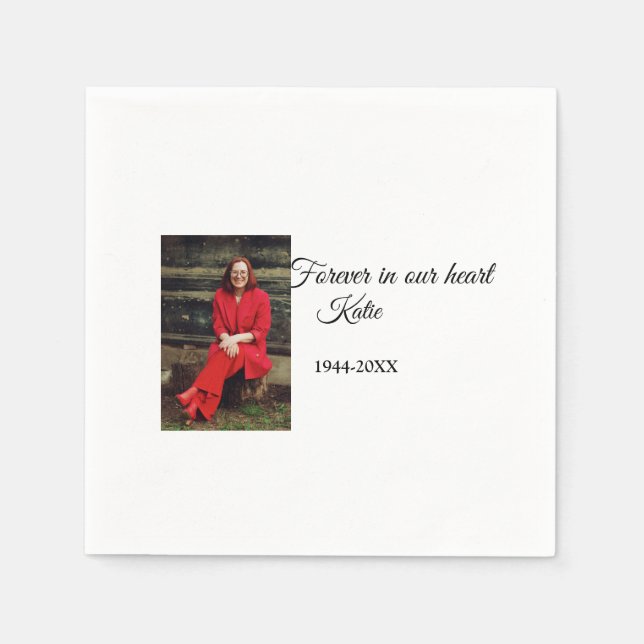 simple Add your photo text memorial keepsake Napkin (Front)