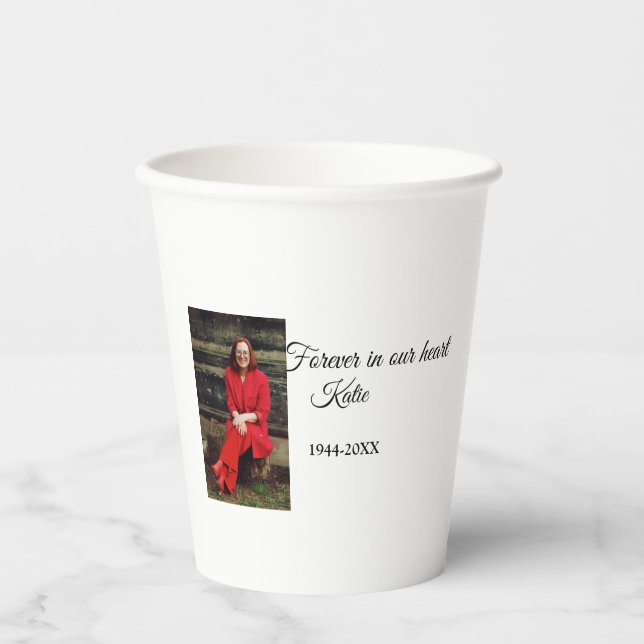 simple Add your photo text memorial keepsake Paper Cups (Front)