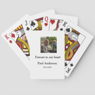 simple Add your photo text memorial keepsake Playing Cards