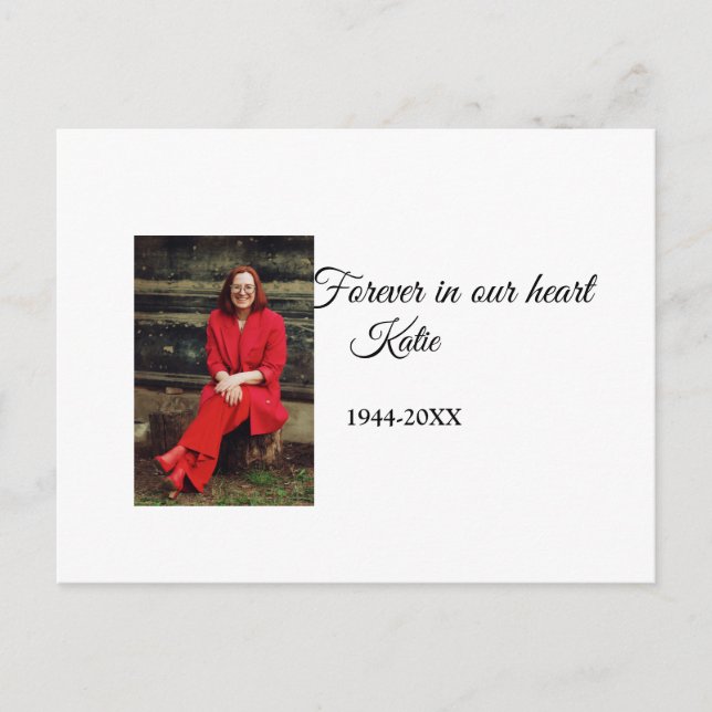 simple Add your photo text memorial keepsake Postcard (Front)