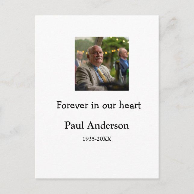 simple Add your photo text memorial keepsake Postcard (Front)