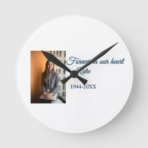 simple Add your photo text memorial keepsake Round Clock