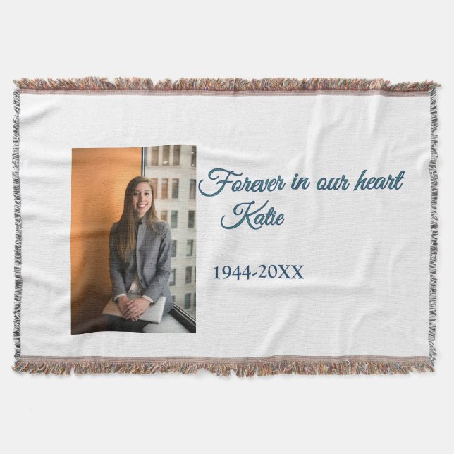 simple Add your photo text memorial keepsake Throw Blanket (Front)