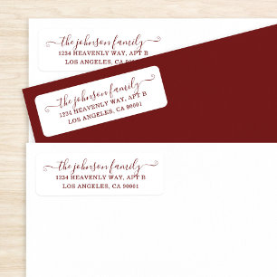 Simple Address Label Burgundy on White Return Address Label