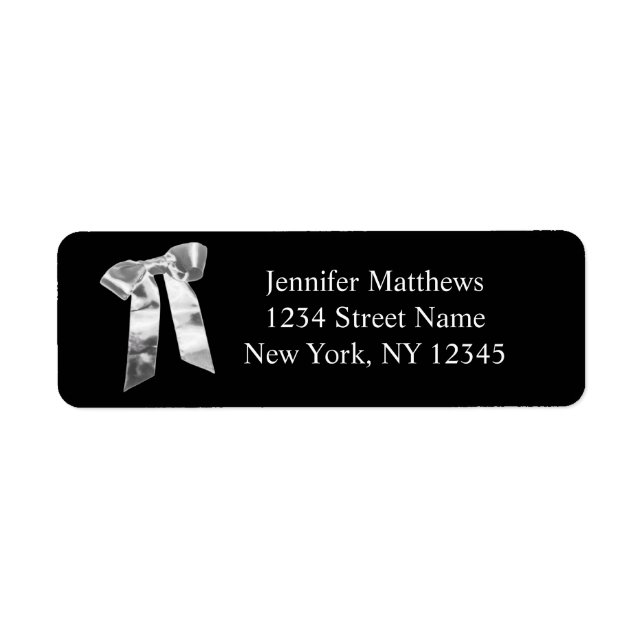 Simple Address Labels Silver Bow for Weddings (Front)