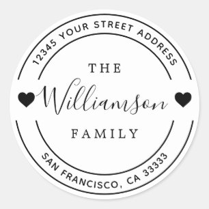 Simple Address Modern Elegant Hand Lettering  Classic Round Sticker