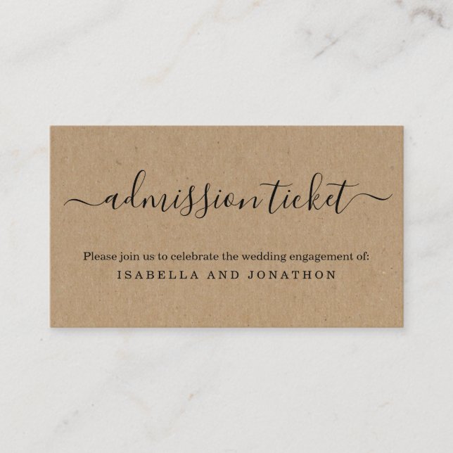 Simple Admission Ticket Enclosure Card - Kraft (Front)