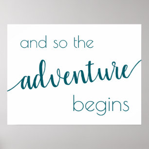 Simple Adventure Begins   Teal Aqua Party Event Poster