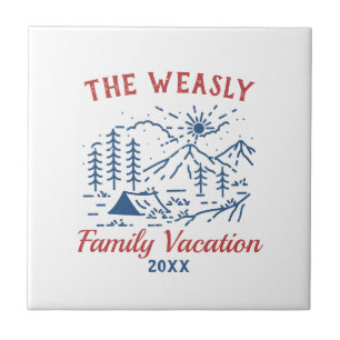 Simple Adventure Camping Family Road Trip  Throw P Ceramic Tile