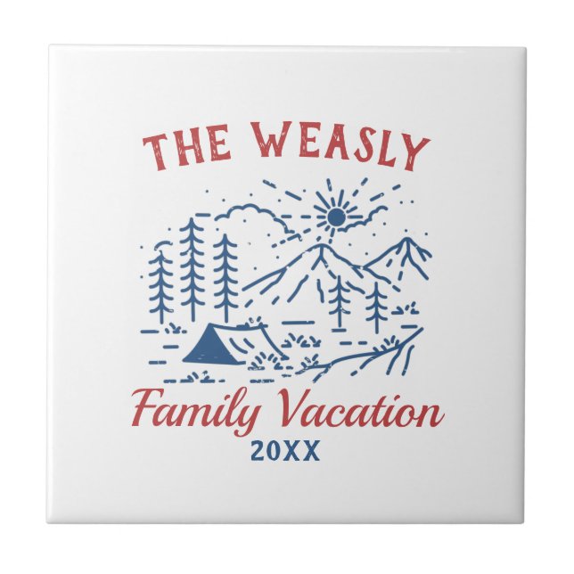 Simple Adventure Camping Family Road Trip  Throw P Ceramic Tile (Front)