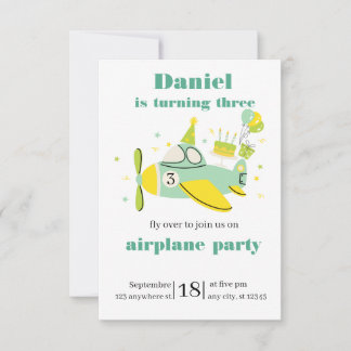 Simple Aeroplane Birthday Invitation ✈️