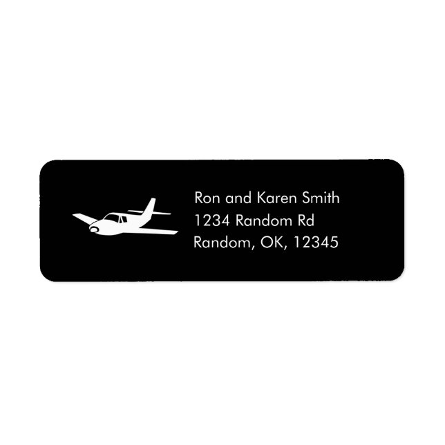 Simple aeroplane symbol return address labels (Front)