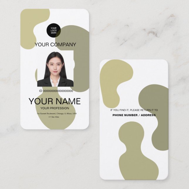Simple Aesthetic Abstract Pattern Custom NamePhoto Business Card (Front/Back)