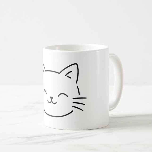 Simple Aesthetic Kitty Design Coffee Mug (Front Right)