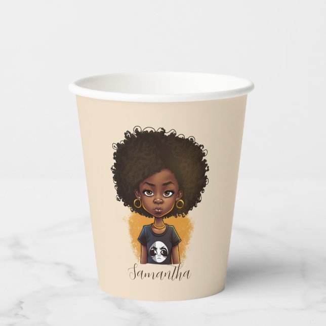 Simple Afro Woman Paper Cups (Front)