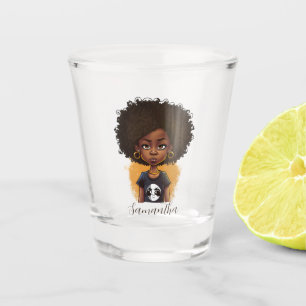 Simple Afro Woman Shot Glass
