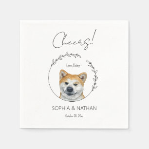 Simple Akita Dog Wedding Cocktail Napkin