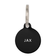 Simple all black minimal custom name dog cat pet tag