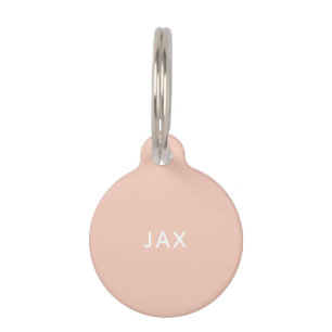 Simple all blush pink minimalist custom name dog pet tag