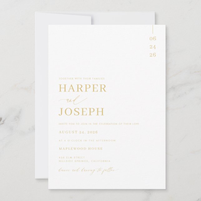 Simple All In One Wedding Invitations With QR Code (Front)