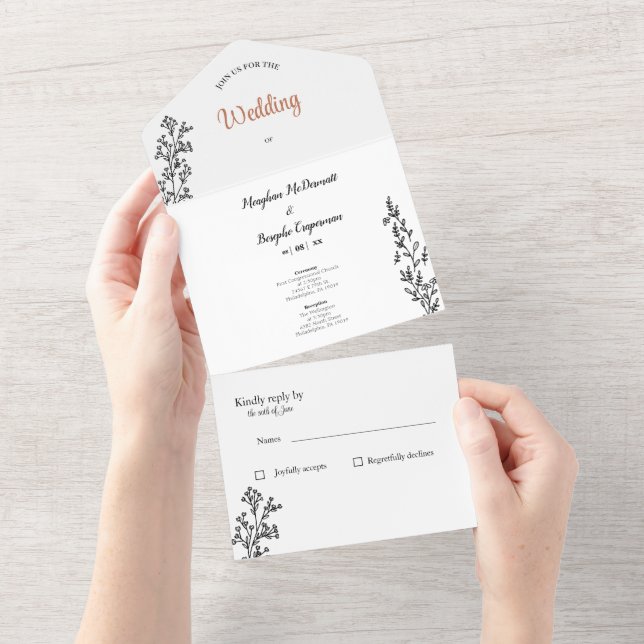 Simple All in One Wedding Invite (Tearaway)