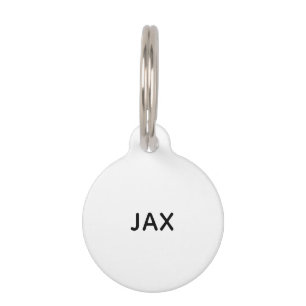 Simple all white minimal custom name dog cat pet tag