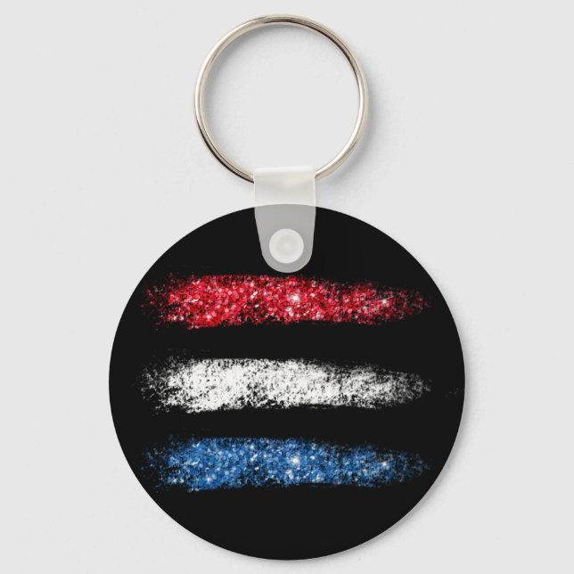 *~* Simple American Flag  Abstract Brush Stroke Key Ring (Front)
